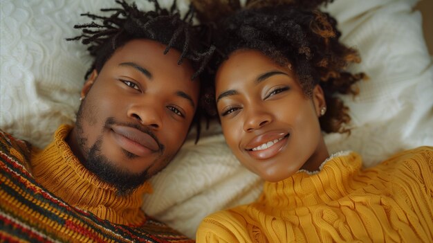 Smiling Couple in Matching Yellow Sweaters