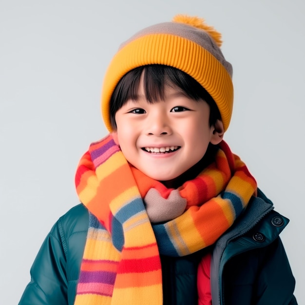 Smiling cute asian boy isolated on white background