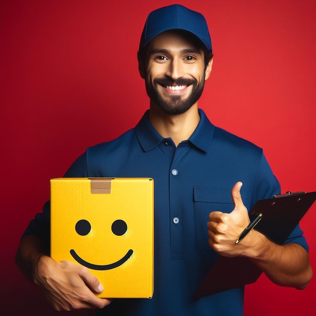 smiling delivery person ready to deliver your packages