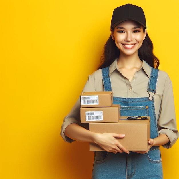 smiling delivery person ready to deliver your packages