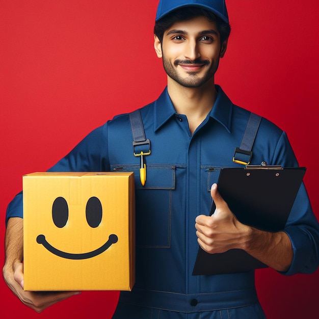 smiling delivery person ready to deliver your packages