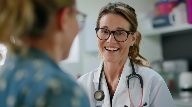 A Smiling Doctor Consulting Patient