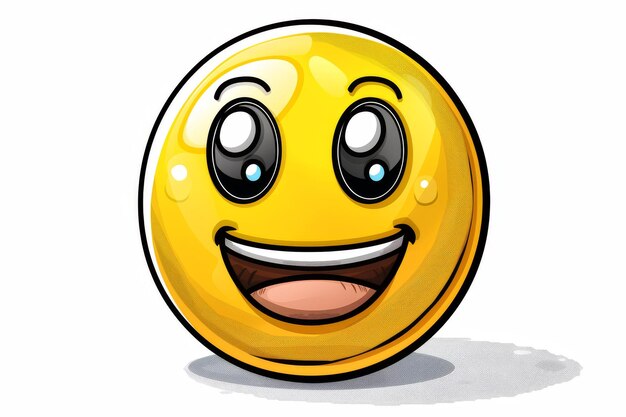 Photo smiling emoji with big eyes digital icon happy and playful bright colors simple and fun design