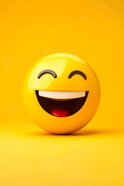 Smiling emoticion on yellow background