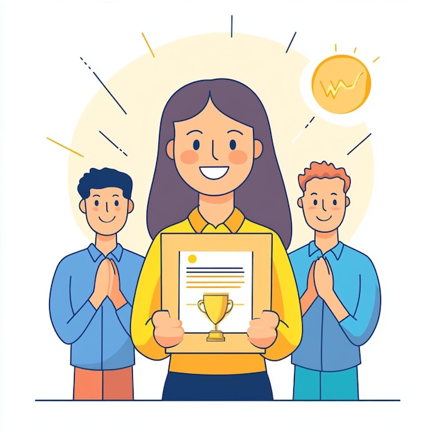 A smiling employee receiving recognition illustration