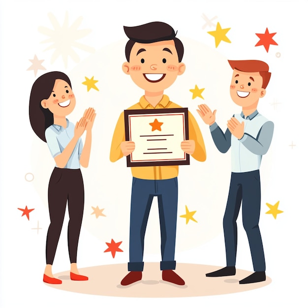 Photo a smiling employee receiving recognition illustration