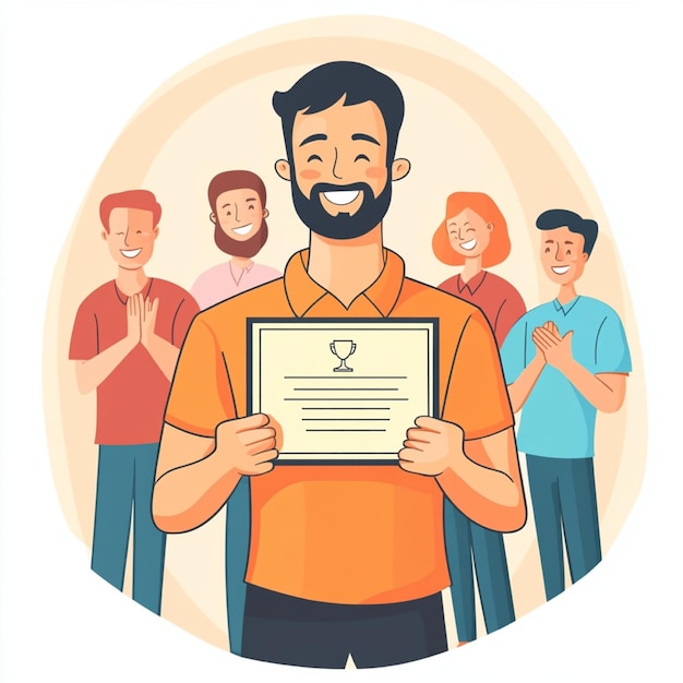 Photo a smiling employee receiving recognition illustration