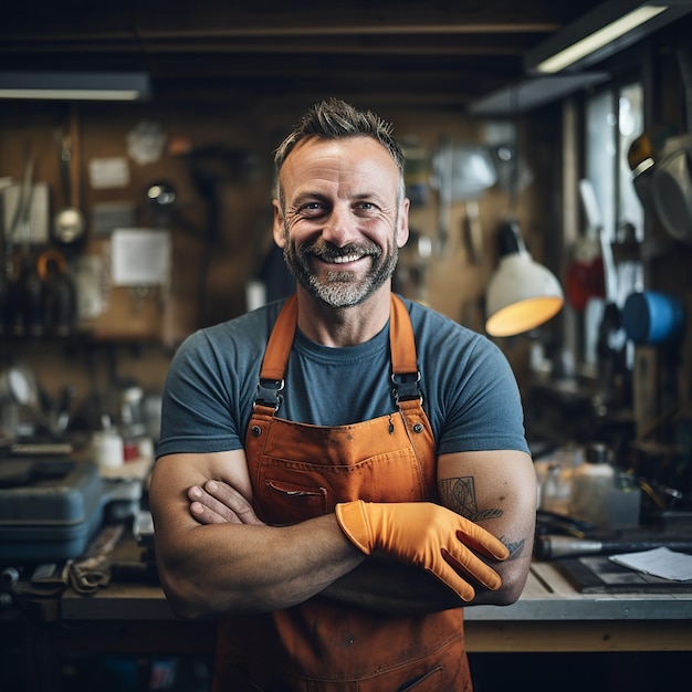 Smiling European Plumber Portrait