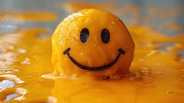 Smiling Face Melted in Yellow Liquid