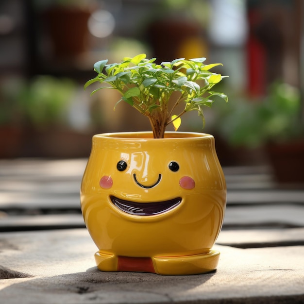 Photo smiling face plastic planter a nikon d750 tabletop photography