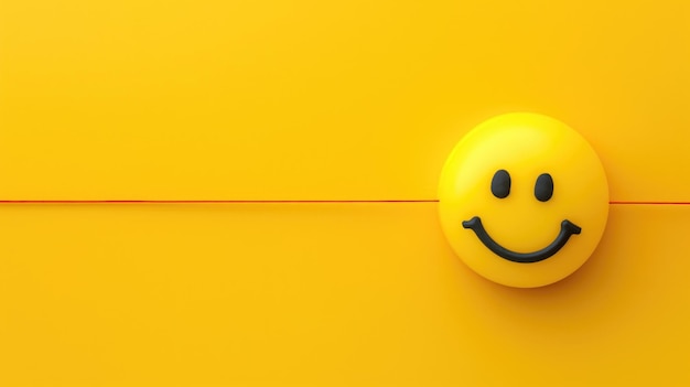 Smiling face on vibrant yellow with a red line