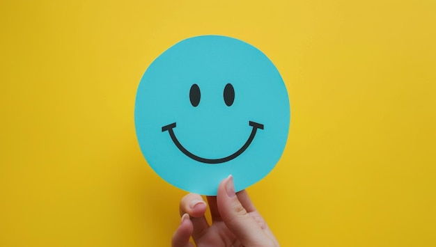 Photo smiling face on yellow background