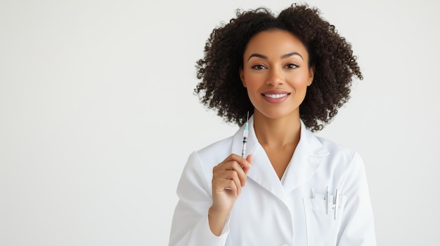 Smiling Female Doctor Holding a Syringe for Cosmetic Procedure