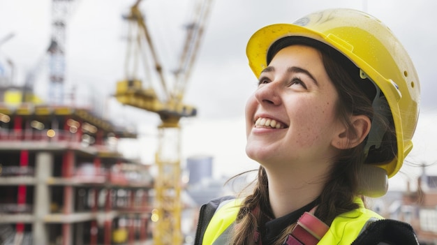 Smiling female engineer at construction site