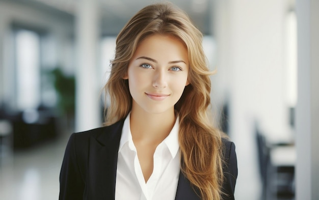 Smiling Female Entrepreneur in Corporate Office