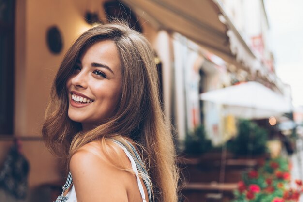 Smiling girl on the street