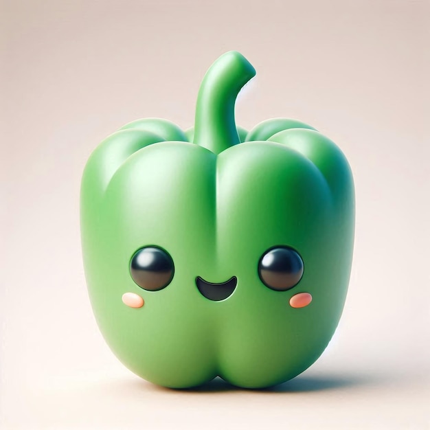 Photo smiling green pepper 3d illustration