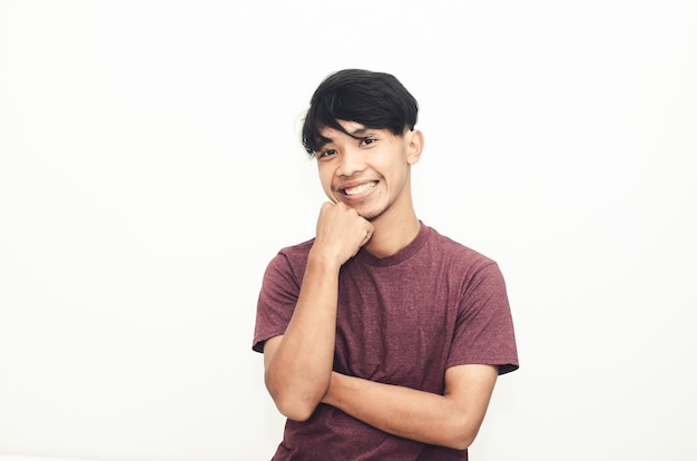 Smiling handsome Asian man in casual t-shirt