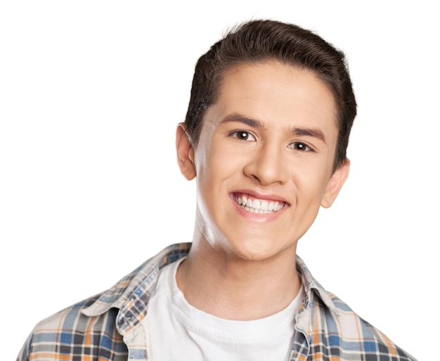 Smiling handsome man on white background