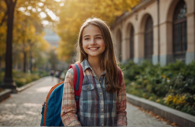 Smiling and happy face young student