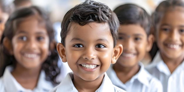 Smiling Indian schoolchildren in uniforms Concept Education School Life Indian Culture Uniforms Children