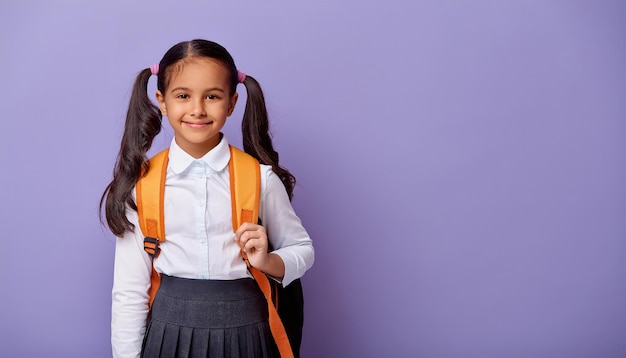 Smiling Indian schoolgirl with a school uniform