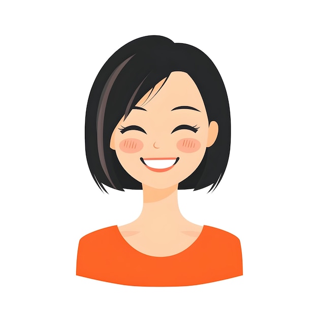 Smiling Japanese Woman with Bob Haircut in Flat