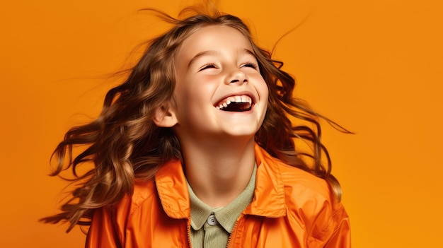 Smiling and Laughing Girl in Bright Attire