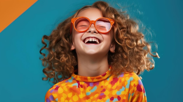 Smiling and Laughing Girl in Bright Attire