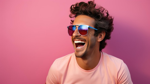 Smiling and Laughing Man in Bright Attire