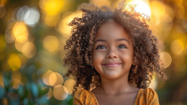 Smiling Little Girl With Curly Hair