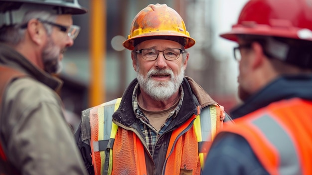 Photo a smiling man on construction site