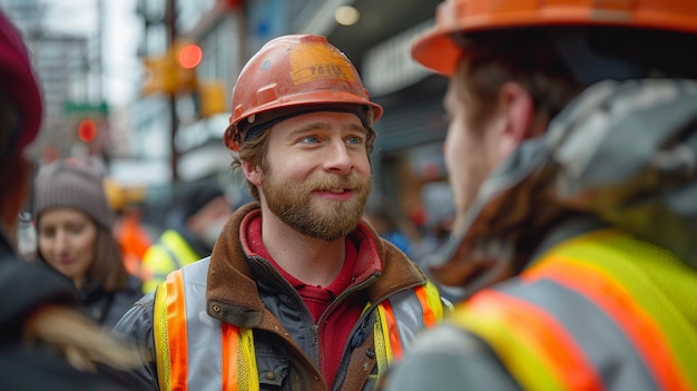 A smiling man on construction site