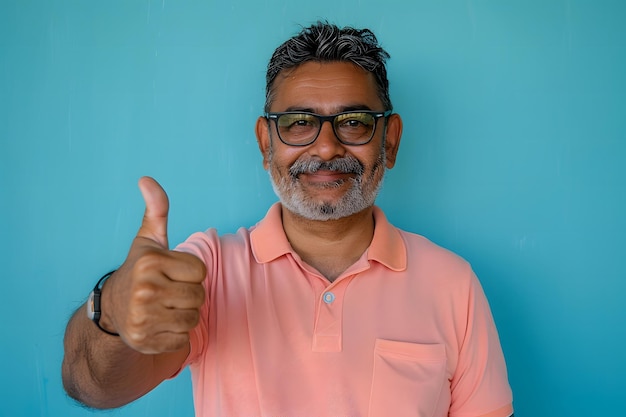 Smiling Man Giving Thumbs Up Positive Attitude and Approval