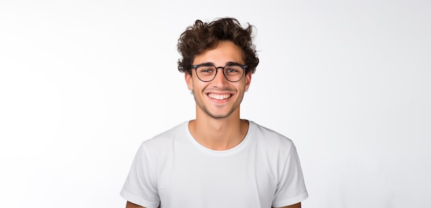 Smiling Man With White Background White Teeth Wearing Eyewear Smiling Man