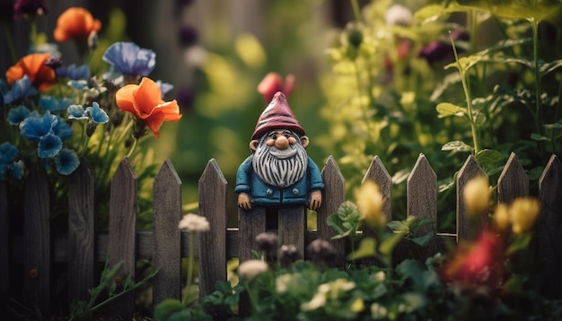 Smiling men enjoy outdoors in a green meadow with flowers generated by artificial intelligence