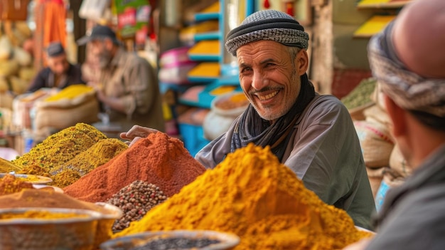 Smiling Merchant in a Spice Market