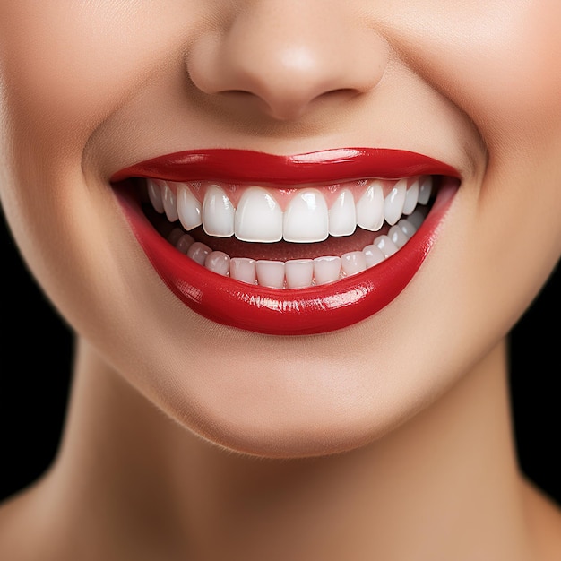 Smiling Model with perfect White Teeth Smile of happy cheerful girl with white teeth and smooth skin