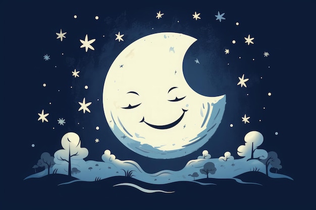 Photo smiling moon in night sky