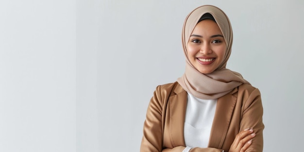 Smiling Muslim Woman in Business Attire