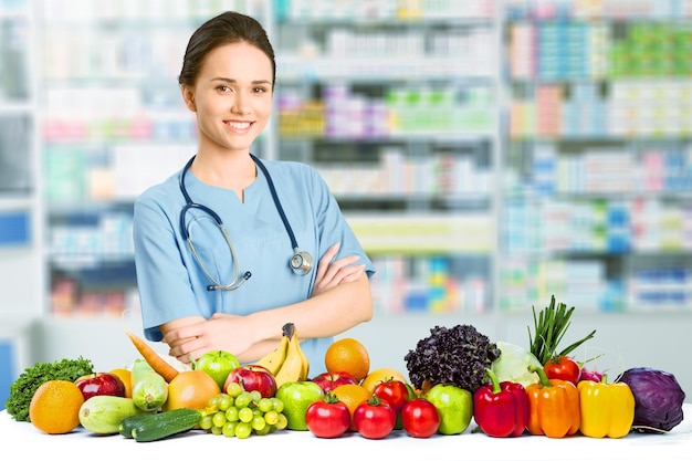 Smiling nutritionist in her office,