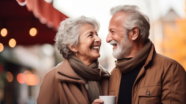 Smiling Old Couple Love Endures