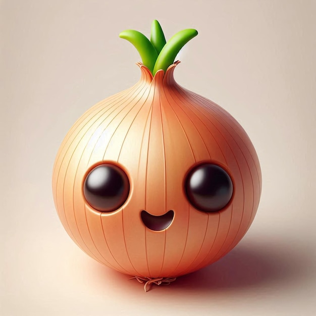 Photo smiling onion 3d cartoon illustration