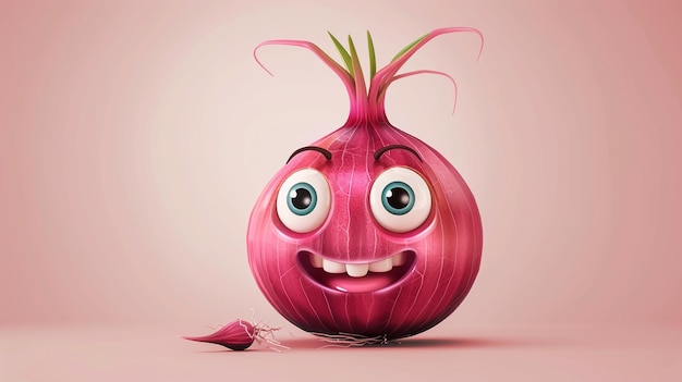 a smiling onion with a smile on its face