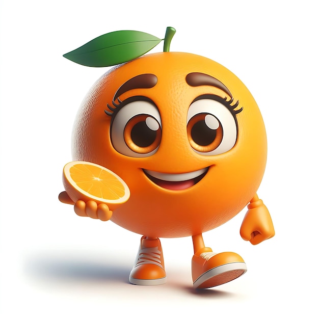 Photo smiling orange fruit character isolated on white background cartoon