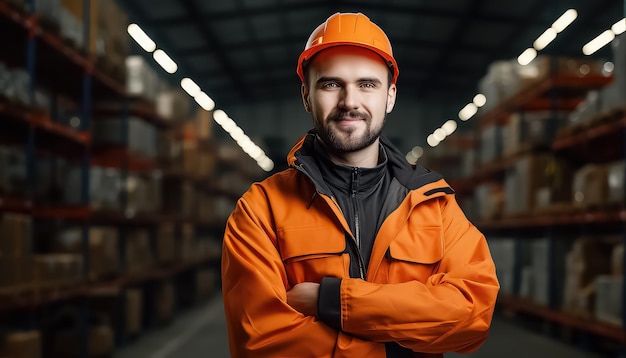 smiling portrait warehouse worker