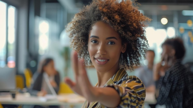 Smiling Professional Greeting in Office