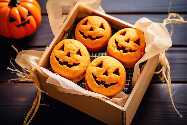 Smiling Pumpkin Treats for Halloween Delights Generative AI