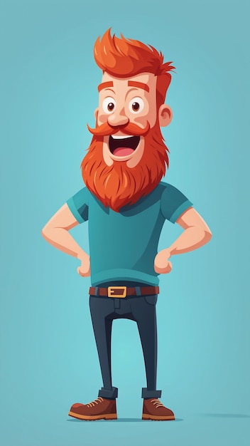 Smiling RedBearded Man Vector Illustration In Cartoon Style