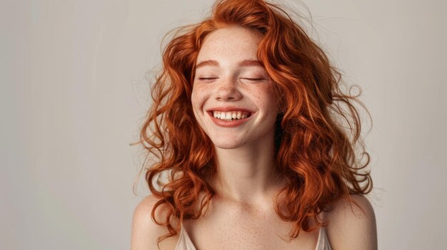 Photo the smiling redhead woman